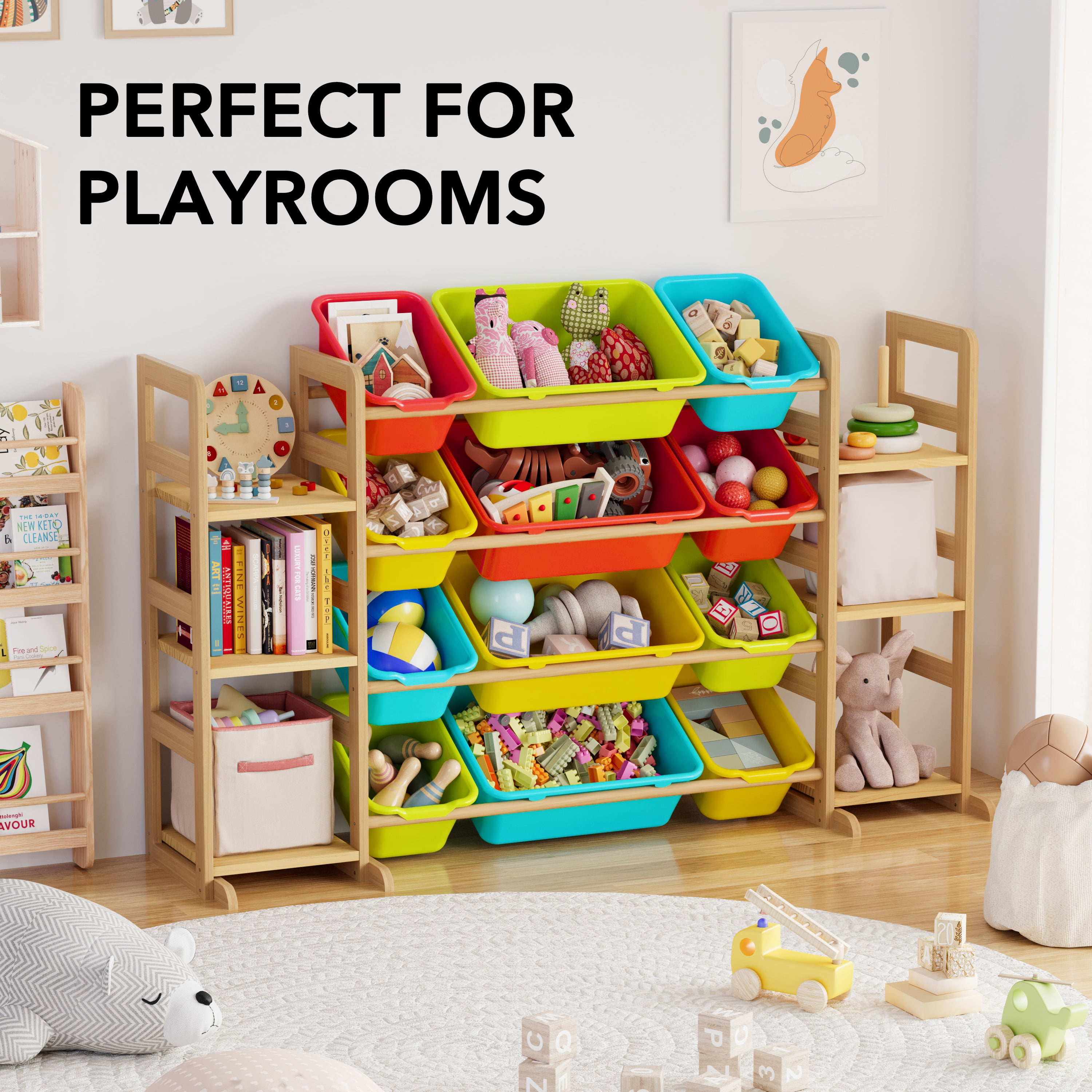 SpaceAid Toy Storage Organizer with 6 Shelves and 12 Bins, Multicolor