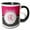 Black/White, variant on 3drose, Elegant Pink with Black and White Polka Dot Monogram Letter R, 11oz Two-tone Black Mug