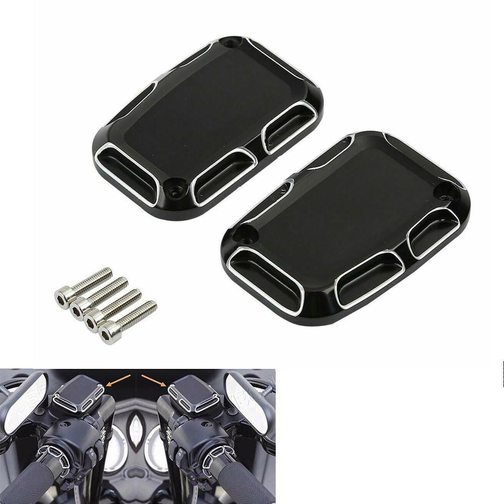 Black CNC Cut Brake Master Cylinder Cover For Harley Electra Glide Ultra Classic 