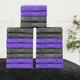 thumbnail image 2 of Ample Decor Washcloths 12 x 12 inch 20 Piece 600 GSM 100% Cotton, Lightweight, Quick Drying Fingertip Towels for Bathroom, Gym, Kitchen - Grey & Purple, 2 of 5