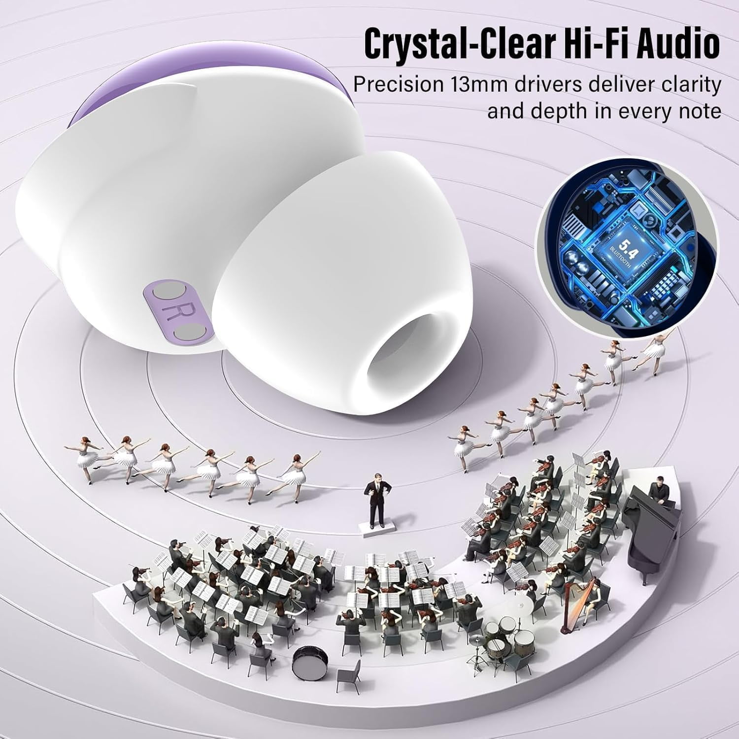Sleep Earbuds Bluetooth 5.4 in Ear Smart Touch Screen Headphones, 48H Noise Cancelling Ear Buds with 5 EQ Modes, Mini Wireless Headphones Small Design for Side Sleepers, Clear Calls Earphones, IPX7