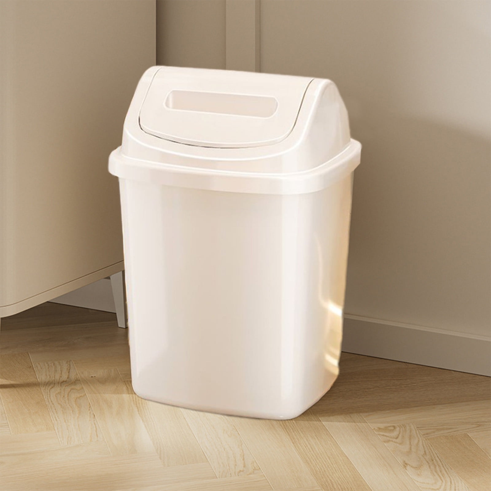 Staron under $5 Small Bathroom Trash Can with Press Lid, Plastic Wastebasket Garbage Bin for Bedroom Living Room