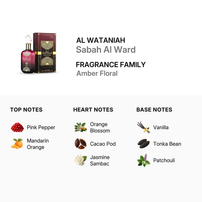 Al Wataniah Ladies Sabah Al Ward EDP Spray 3.4 oz Fragrances