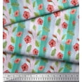 thumbnail image 2 of Soimoi Tissu en Poly Georgette Vert Imprimé Feuilles et Fleurs au Mètre 42 Pouces de Large, 2 of 5