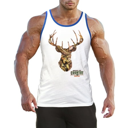 - Men's Mossy Oak Deer C3 Blue Trim White Tank Top 2-XLarge White