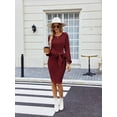 thumbnail image 2 of Weardear Women's Long Sleeve Sweater Dress 2025 Fall Crewneck Bodycon Knit Dress with Tie Waist, 2 of 5
