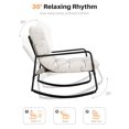 thumbnail image 4 of 3 Pieces Outdoor Conversation Set, Metal Patio Bistro Set with 2 Outdoor Rocking Chairs and Side Table, Patio Furniture Set with Cushions for Apartment, Porch, Balcony, Poolside, Dark Grey, 4 of 7