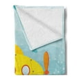 thumbnail image 2 of Yellow Submarine Soft Flannel Fleece Throw Blanket, Sea Life Theme Vehicle Fish and a Crab Illustration Print, Cozy Plush for Indoor and Outdoor Use, 50" x 70", Yellow Pale Blue, by Ambesonne, 2 of 5