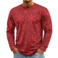 thumbnail image 2 of Christmas Men Round Neck Long Sleeve Pullover Top, Novelty Printed Xmas Festive Casual Wear, Comfortable Winter Party Shirts, Stylish Daily Outfit For Holiday Red 2XL, 2 of 7
