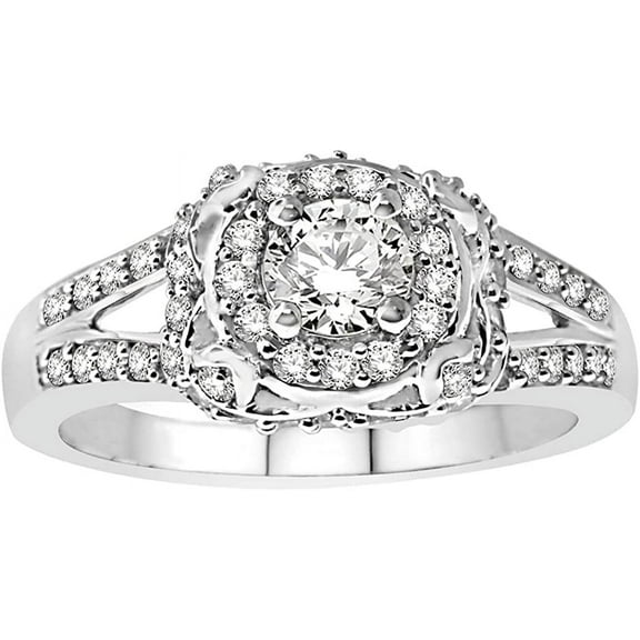 MyDiamondBox 1/2 Carat Total Weight (cttw) 14K Wedding Ring with White Diamonds - White Gold Bridal Ring for Women (Ring Size: 7)