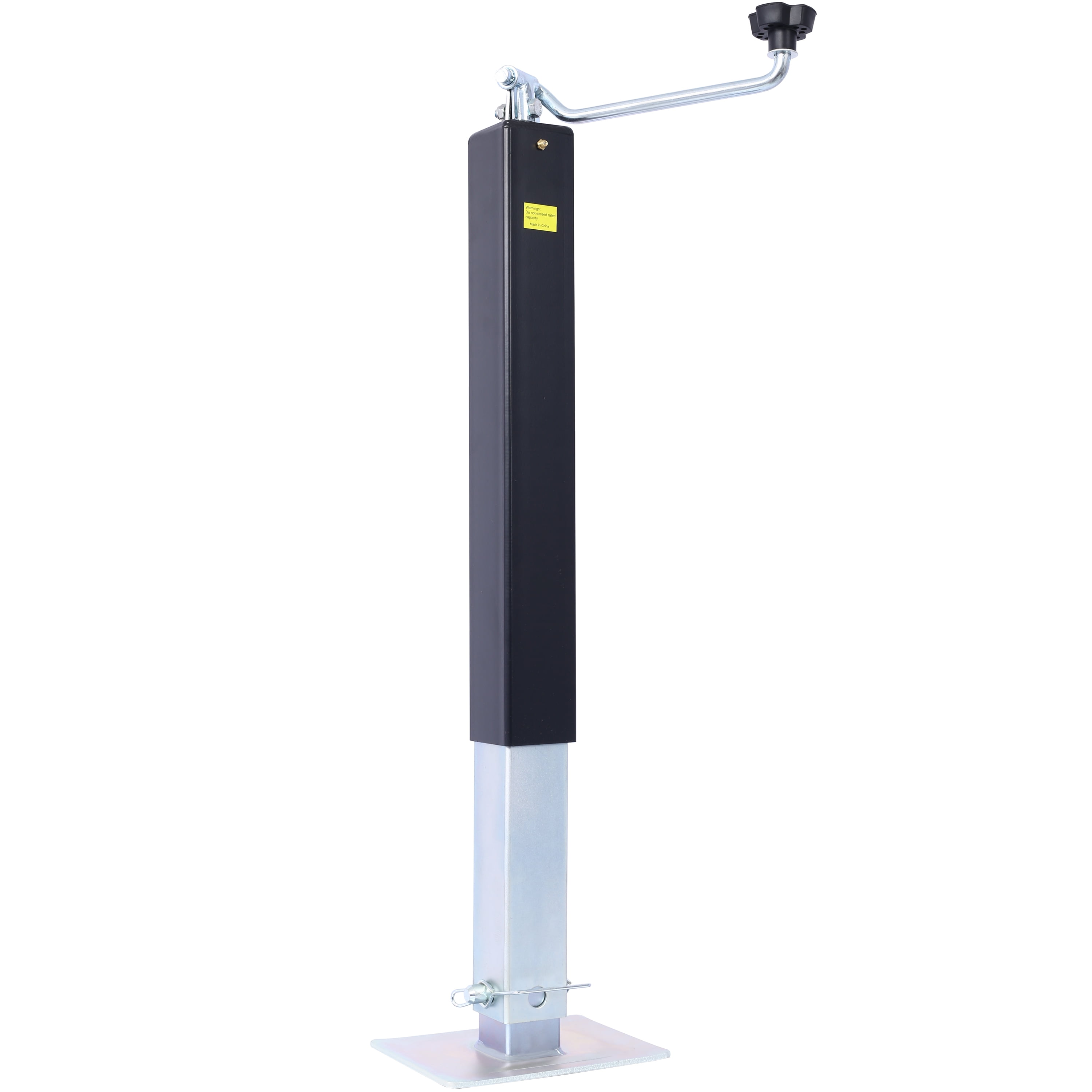 8,000 lbs Top Wind Weld-On Square Tube Drop Leg Jack, Black