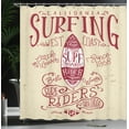 thumbnail image 3 of Ambesonne San Diego Shower Curtain, California Surf Vintage, 69"Wx70"L, Beige Maroon and White, 3 of 4