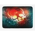 thumbnail image 1 of Skull Bath Mat, Digital Grunge Display over Computer Art Stylized Futuristic Background Graphic, Non-Slip Plush Mat Bathroom Kitchen Laundry Room Decor, 29.5 X 17.5 Inches, Scarlet Teal, Ambesonne, 1 of 2