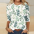 thumbnail image 1 of CHUANK Blouses pour Femmes Grande Taille Mode pour Femmes T-shirt Imprimé Ample Mi-Long Manches 3/4 Col Rond Hauts Décontractés, 1 of 5
