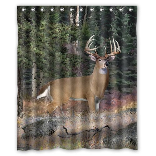 HelloDecor Deer Hunting Shower Curtain Polyester Fabric Bathroom