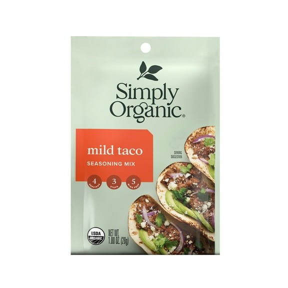 Pack of 12, Simply Organic Mild Taco Seasoning Mix, 1 oz