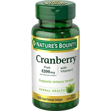 Nature's Bounty Cranberry Fruit 4200 mg, Plus Vitamin C, 120 Softgels (Pack of 2)