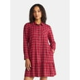 thumbnail image 2 of Time and Tru Women's Plaid Mini Dress with Long Sleeves, Sizes XS-XXXL, 2 of 5