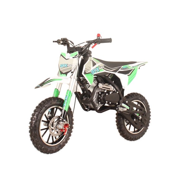 SYX MOTO VK 58cc 4 Stroke Pull Start 1-Seater Mini Dirt Bike, Real Motorcycle Engine, Green/White