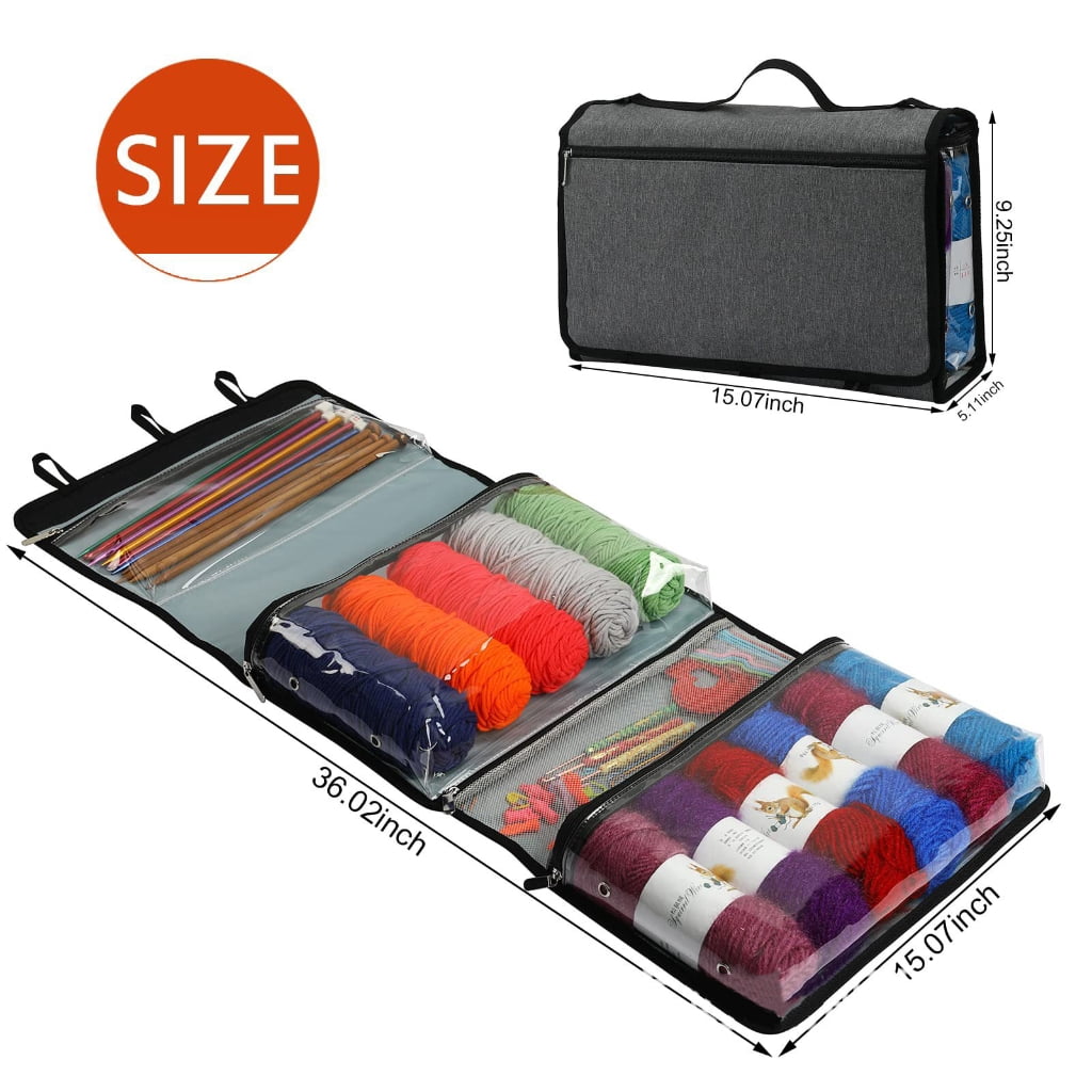 lanema Large Yarn Bag Organizer Unfinished Projects, Crochet Hooks, and Other Supplies