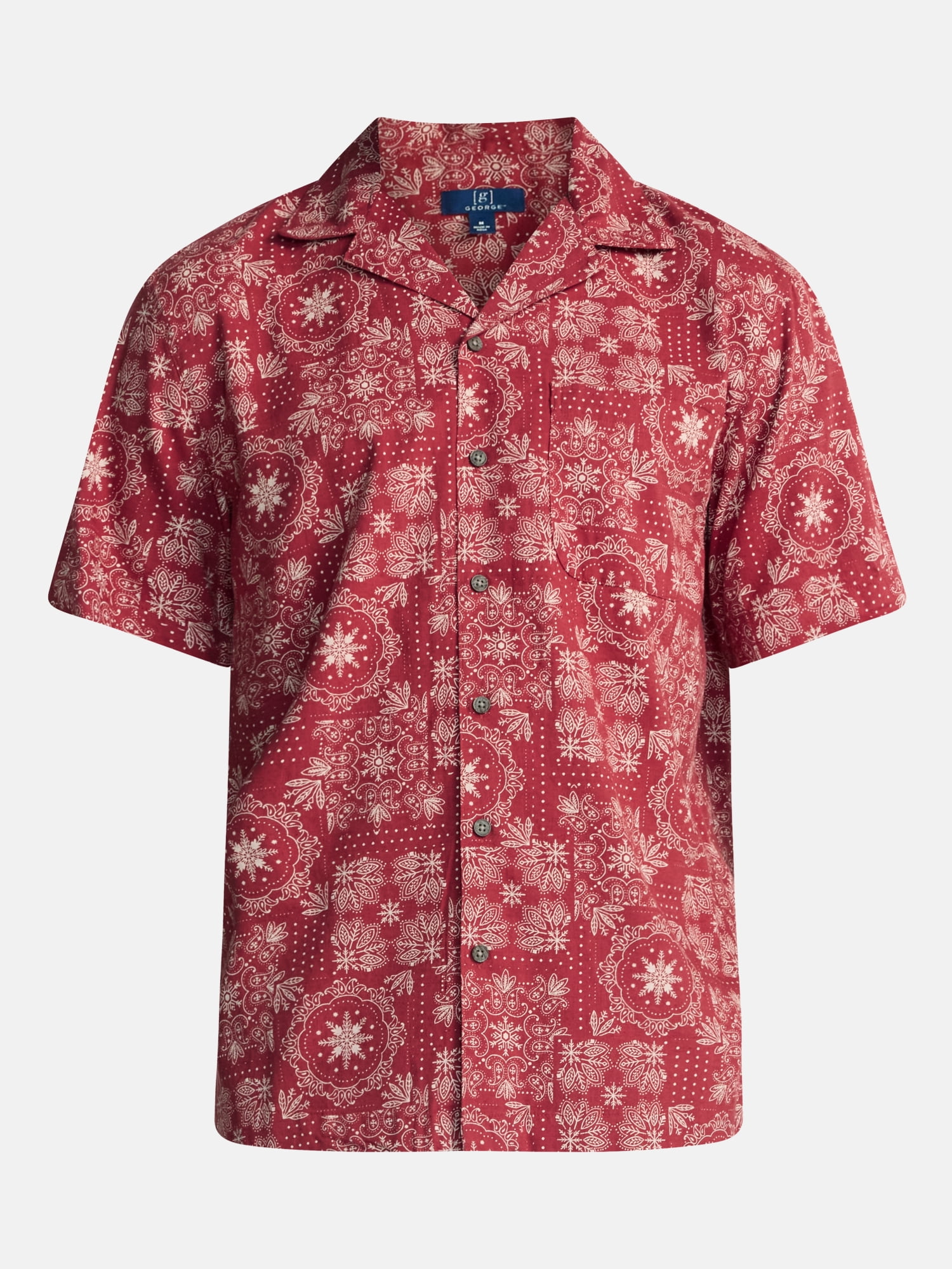 George Men's Linen Blend Holiday Camp Shirt, Sizes XS-3XL, LT-4XLT, 2XB-6XB