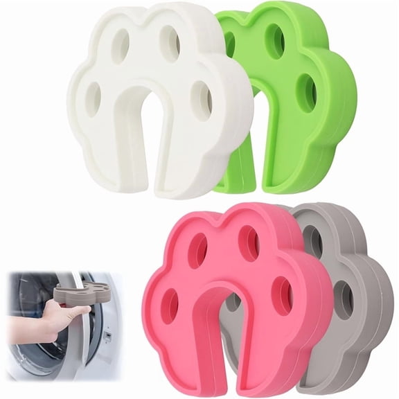 4-Pack Silicone Washing Machine Door Prop for Front-Load Washer and Dryer, Child Safety Door Stopper