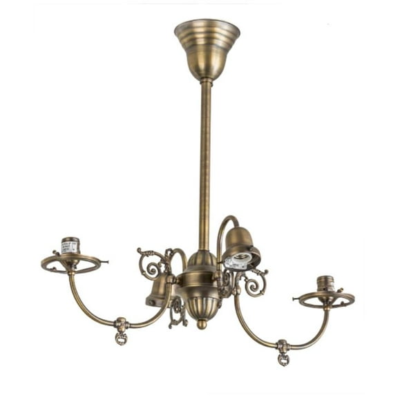 Meyda Lighting 24'W Gas Electric 4 Arm Chandelier, Antique Antique - 101797