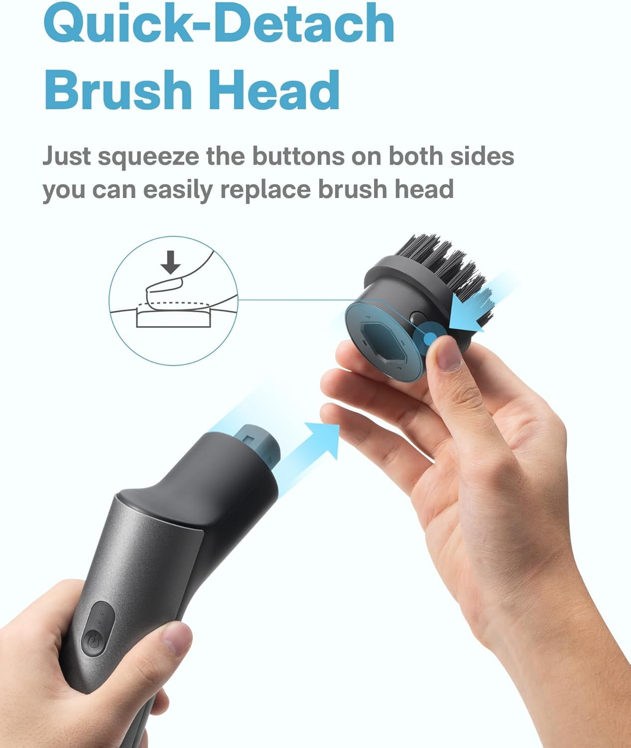 HOTO Cordless Electric Spin Scrubber, IPX7 Full Body Waterproof Long Handle Scrub Brush with 6 Brush Heads for Bathroom Tile Floor Shower