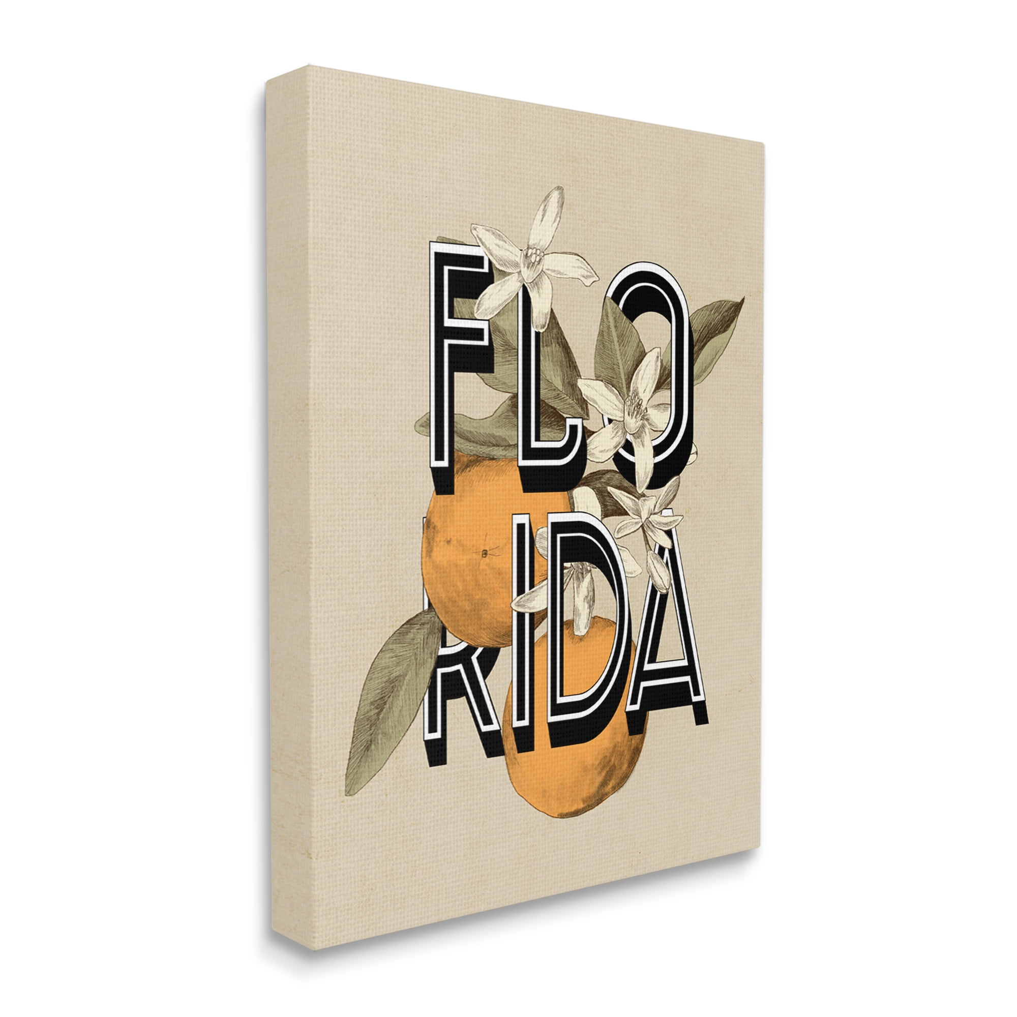 Stupell Industries Florida Orange Blossoms State Flower Typography Graphic Art Gallery Wrapped Canvas Print Wall Art, Design by Daphne Polselli