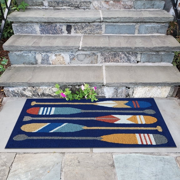 Liora Manne Frontporch Paddles Indoor Outdoor Area Rug Navy