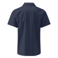 thumbnail image 4 of MGCWSH Men's Fashion Summer Casual Button Down Shirt Short Sleeve Solid Color Holiday Beach Shirts Navy M, 4 of 4