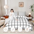 thumbnail image 3 of Manfei Modern Plaid Twin Comforter Sets,Contemporary Grid Bedding Set,White Black,Reversible,2-Piece,1 Comforter and 1 Pillowcase,2-Piece,1 Comforter and 1 Pillowcase, 3 of 7