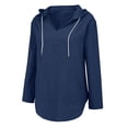 thumbnail image 2 of T Shirts for Women's Cotton Linen Long Sleeved Hooded T Shirt Beach Long Sleeved V Neck Large Pocket Shirt Top Womens Fashion Top Shirts, 2 of 5