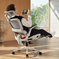 thumbnail image 5 of Sihoo B100 PRO Ergonomic Office Chair with Footrest, Adaptive Lumbar Support, 3D Wide Headrest, 360° Rotatable Flip-Up Armrests for Adult, Home, Light Grey, 5 of 13