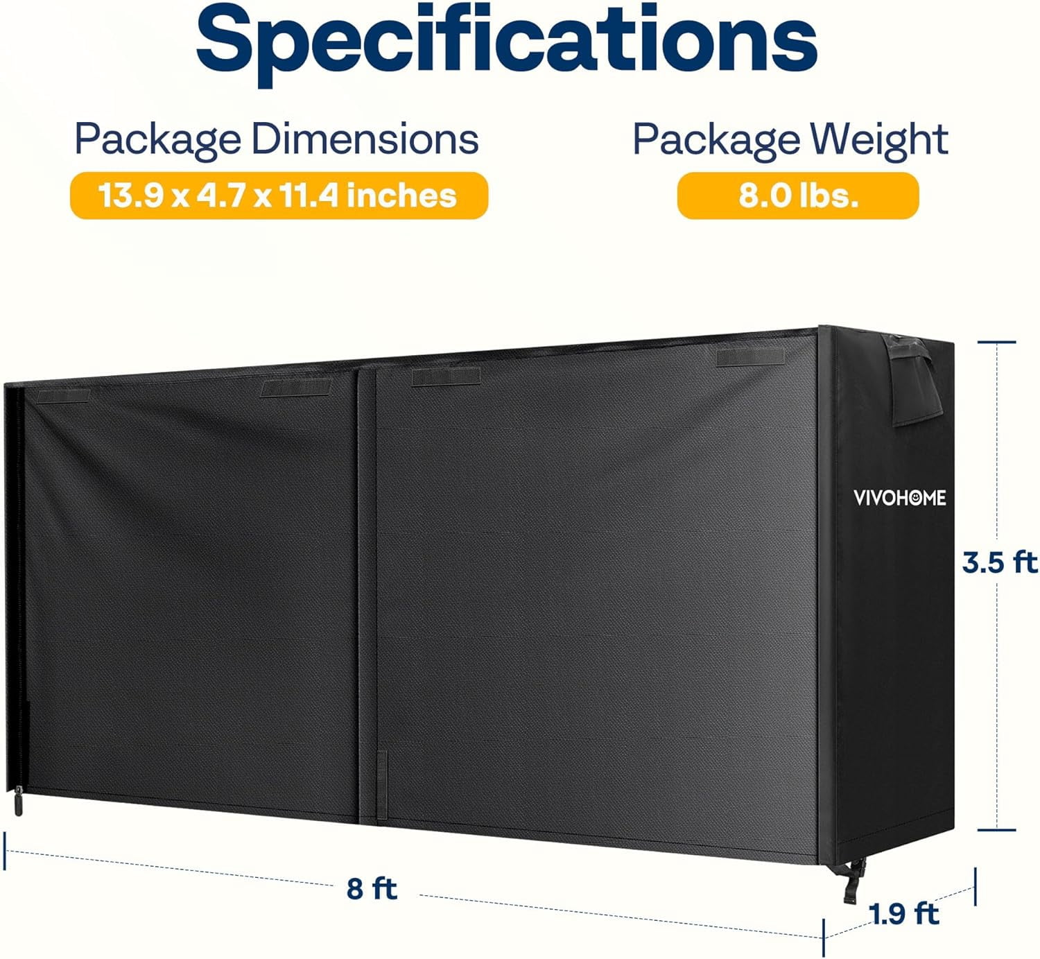SPECSTAR 8' Waterproof Log Rack Cover, Heavy Duty 600D Oxford, (Log Rack Not Included)