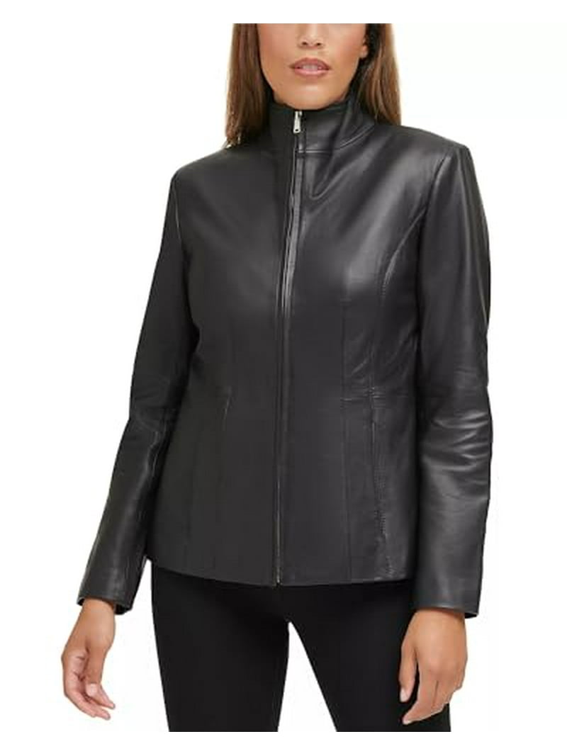 Cole Haan Women's Scuba Leather Jacket - Walmart.com