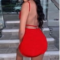 thumbnail image 5 of Fridja Womens Solid Color V-neck Tight Fitting Camisole Party Club Dress, 5 of 5