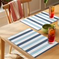 thumbnail image 4 of Blue Aqua Striped Placemats Set of 12 Farmhouse Stripe Art Place Mats Indoor Wipeable Table Mats Washable Cloth Dining Table Placemats for Kitchen Holiday Party Home Decor 13x19 Inch, 4 of 9