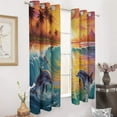 thumbnail image 2 of Blackout Curtains for Bedroom Sunset Jumping Dolphin Full Room Darkening Grommet Curtains for Living Room,Thermal Insulated Ombre Drapes, 2 of 7