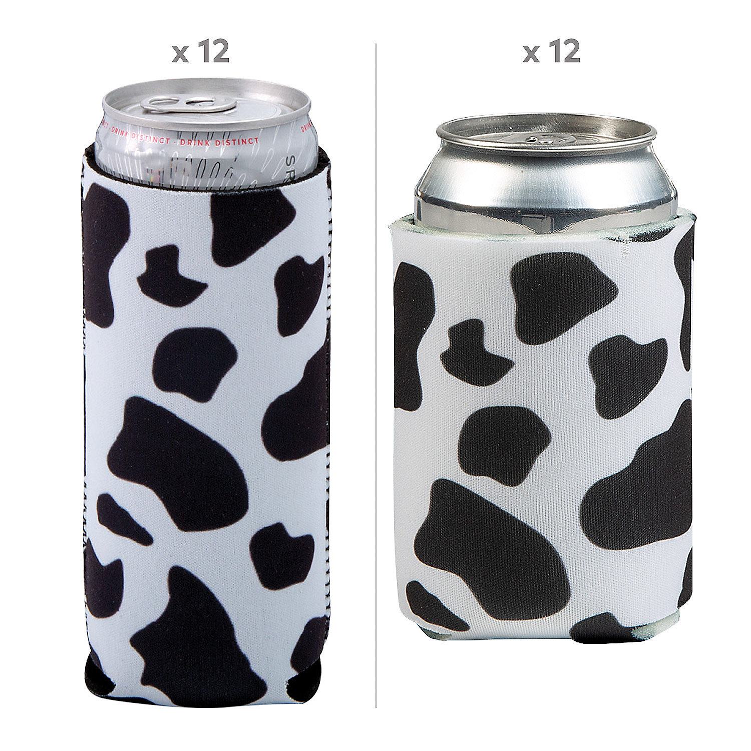 Fun Express Cow Print Regular & Slim Fit Can Cooler Kit 24 Pieces