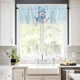 thumbnail image 3 of Light Blue Christmas Kitchen Curtains and Valances Set, Snowman with Cap Xmas Snowflake Rod Pocket Window Valance 18 Inch Window Curtain Panels for Living Room Bedroom Laundry, 27.5x36in, 3 Pieces, 3 of 7