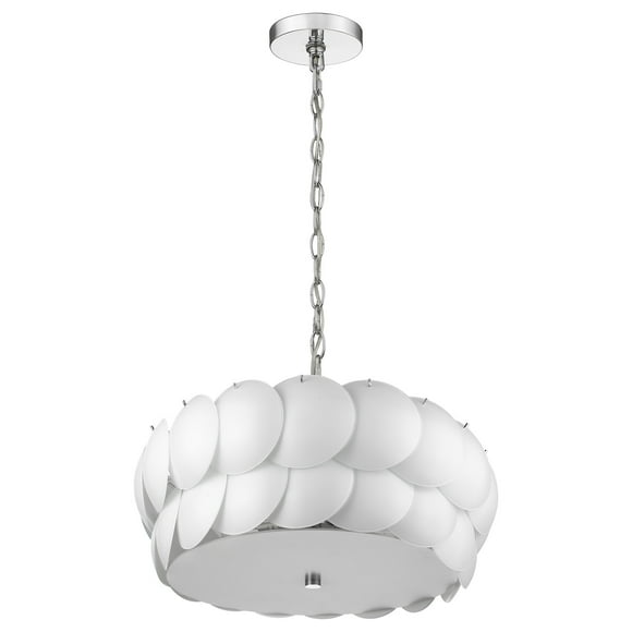 homeroots Éclairage 399199 Suspension en Chrome Poli à 6 Lumières avec Disques en Verre Blanc Givré Superposés