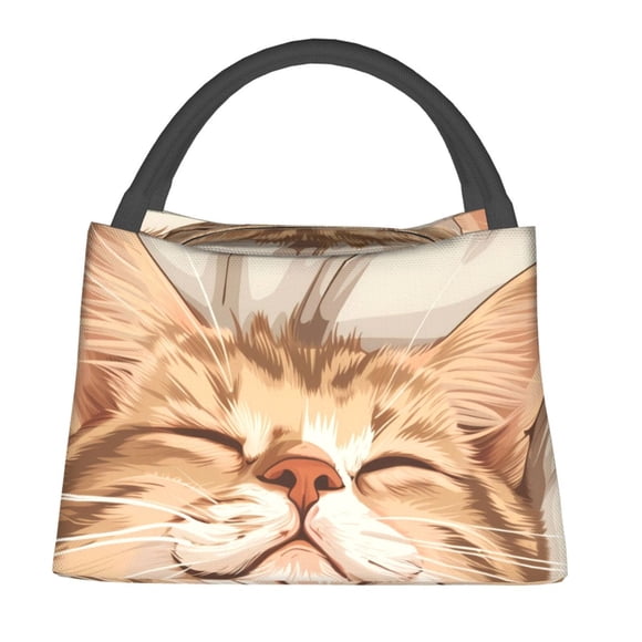 Fotbe Sleeping Cat In Blanket Bolsa Térmica Portátil con Estampado, Bolsa de Entrega de Alimentos Aislada, Bolsa Reutilizable de Gran Capacidad para Comidas y Supermercado