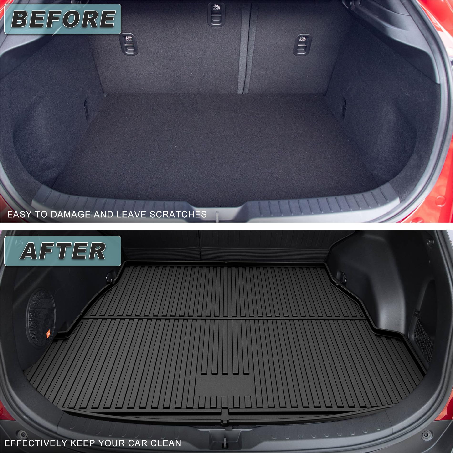 DIKSOAKR Floor Mats & Cargo Liners Compatible with 2025 2024-2019 Toyota RAV4 (Include Hybrid), Full Set All Weather TPE Floor Mats Back Seat Cover Protector Trunk Mats