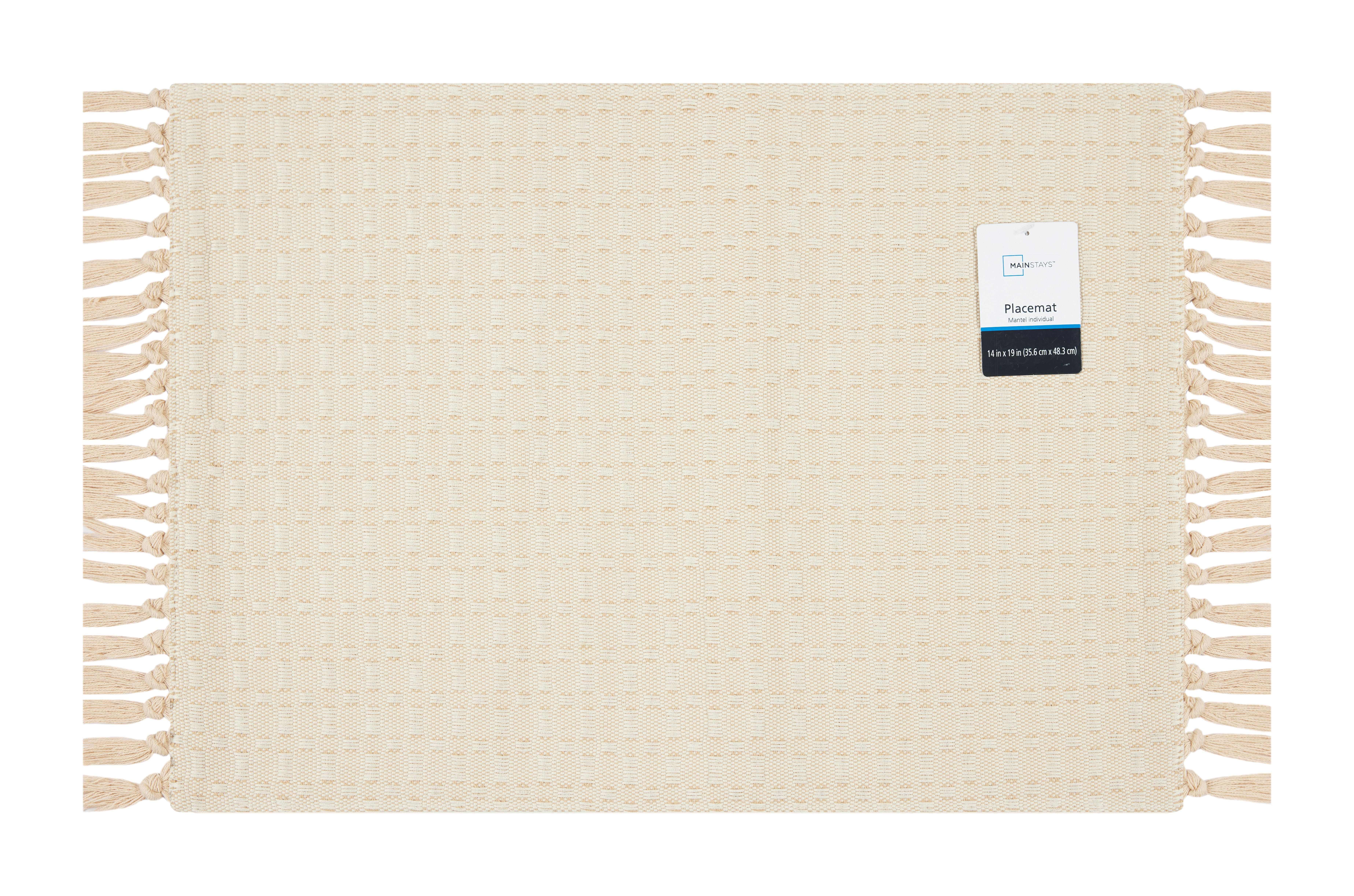 (2 pack) Mainstays Natural Textured Table Place Mat - Natural Color - 14" x 19"