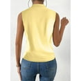 thumbnail image 4 of Womens Pleated Tank Tops V Neck Casual Sleeveless Blouses Summer Basic Vest Shirt Light Yellow S, 4 of 5