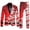 Red, variant on Men's Christmas Suit 2 Piece Set, Printed Blazer Jacket with Pants for Holiday Celebration and Party Wear