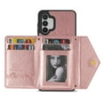thumbnail image 5 of Nalacover for Samsung Galaxy A13 5G/4G Zipper Wallet Case,Luxury PU Leather Back Soft TPU Magnetic Buckle Flip Card Pocket Shockproof Slim Cover with Adjustable Crossbody Shoulder Strap,Pink, 5 of 8