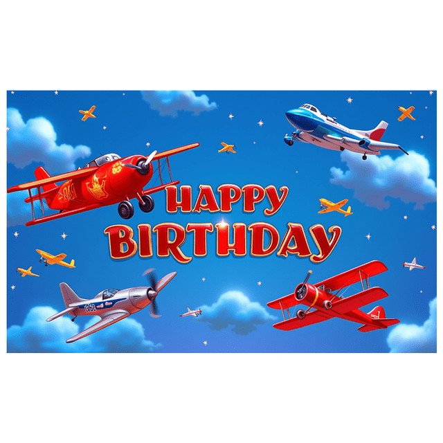 Colorful Design Airplane Birthday Banner Decorative Pattern Kids Party Decor for Birthday Party Celebration Event Holiday