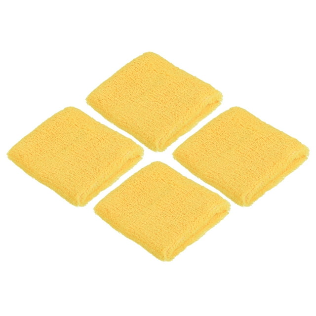Unique Bargains Bracelets de Poignet Sport 8x8cm Absorbants en Éponge, Jaune 4 Pack